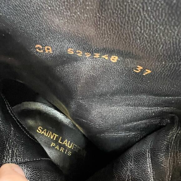 Saint Laurent | YSL Lou Crackled Metallic Red Leather Designer Heeled Boots 37 - Picture 10 of 10